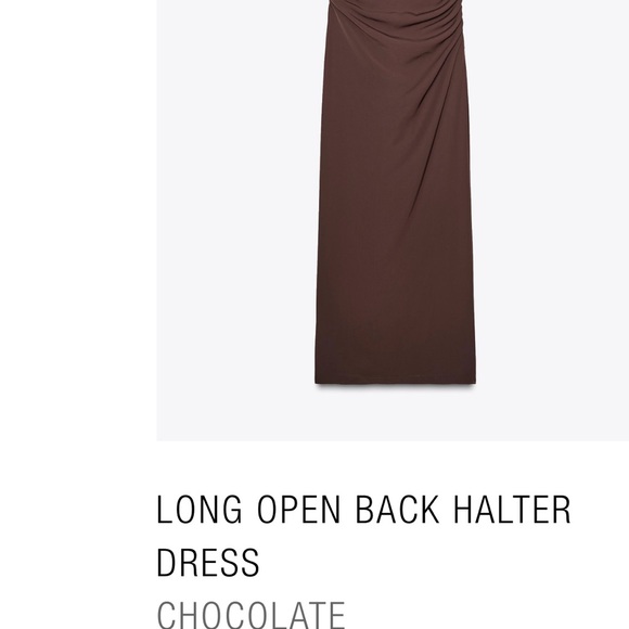 Zara Chocolate Open Back Halter Dress - Picture 1 of 5